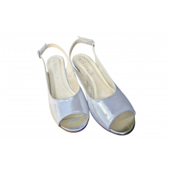 Sandały damskie srebrne ze skóry obc.7 cm nr.37