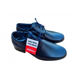 Wygodne skórzane buty dziecięce Moskała granatowe tęg G nr.36