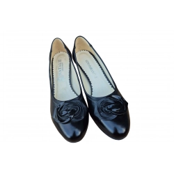 Czółenka damskie ze skóry czarny obc.4 cm nr.37