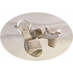 Sandały damskie ze skóry beżowe obcas 6cm nr.40