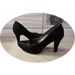 Skórzane czółenka Natalii czarne obcas 8 cm 41