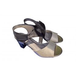 Sandały damskie czarno-zlote ze skóry obc7 cm nr37