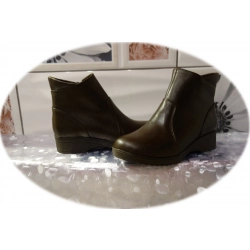 Skórzane botki brązowe ocieplane obcas 3,5 cm nr37