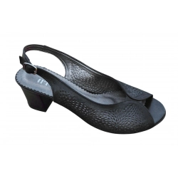 Sandały damskie ze skóry czarne obc.6 cm nr.37