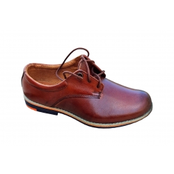 Wygodne skórzane półbuty dziecięce brązowe tęg G nr.30