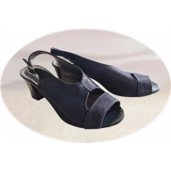 Sandały damskie ze skóry granat obcas 5 cm nr.37