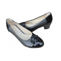 Czółenka damskie ze skóry czarny obc.5 cm nr.40