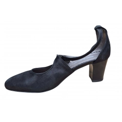 Sandały damskie ze skóry czarne obcas 7cm nr.37