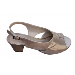 Sandały damskie ze skóry beżowe obc.6 cm nr.37