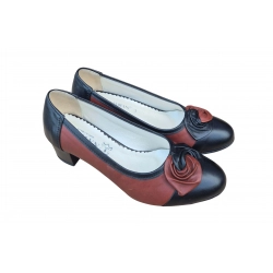 Czółenka damskie ze skóry brązowy obc.4 cm nr.37