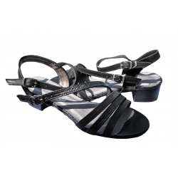 Skórzane czarne sandały obcas 3cm nr.37