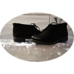 Skórzane botki Natalii czarne obcas 2 cm nr 37