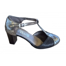 Sandały damskie ze skóry czarne obcas 6 cm nr.35