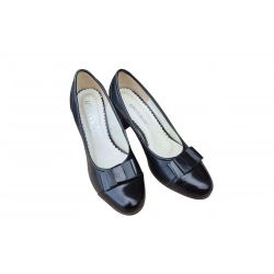 Czółenka damskie ze skóry czarny obc.7 cm nr.37