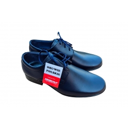Eleganckie skórzane półbuty Moskała granatowe tęg G nr.36