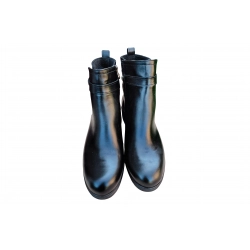 Bardzo szerokie botki czarne skórzane obc.4cm nr.40