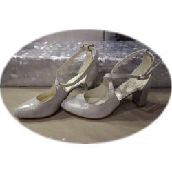 Sandały damskie srebrne obcas 7,5 cm 37