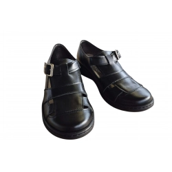 Sandały damskie ze skóry popiel obc.4cm nr.36