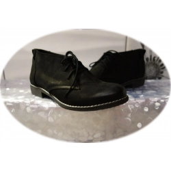 Skórzane botki Natalii czarne obcas 2 cm nr 37