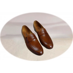 Eleganckie skórzane brązowe mokasyny tęg G nr.42