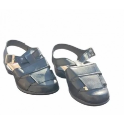 Skórzane sandały  CZARNE na bardzo szeroka stopę teg K NR 38