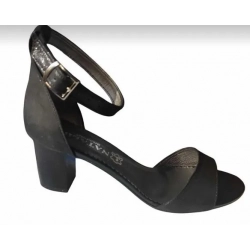 Skórzane SZERSZE sandały Natalii czarny satyna 39