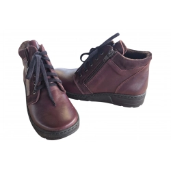 Botki damskie ze skory burgund obc.4cm nr.37