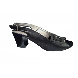 Sandały damskie ze skóry czarna_satyna nr.37 obc.6
