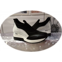 Sportowe buty czarne+srebro obcas 4,5 cm 39