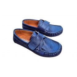 Wygodne skórzane półbuty dziecięce niebieskie tęg G nr.32
