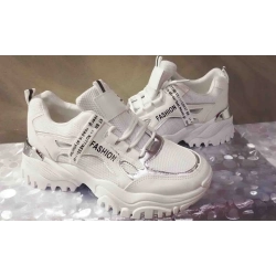 Buty sportowe  Fashion SIATKI  BIAŁE gruba podeszwa 37