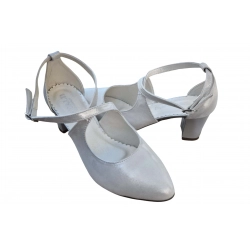 Sandały damskie ze skóry srebrne obc.5 cm nr.37