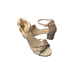 Sandały damskie skórzane beżowe obcas 6cm nr.37