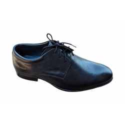 Wygodne skórzane półbuty dziecięce Moskała czarne tęg G nr.35