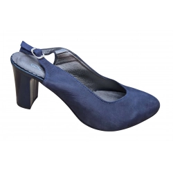 Sandały damskie skórzane granat obcas 7cm nr.37