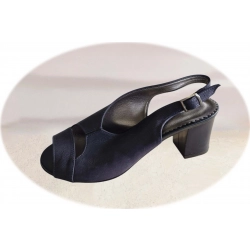 Sandały damskie ze skóry granat obcas 5 cm nr.37