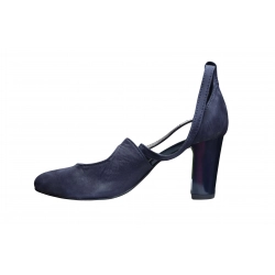 Sandały damskie ze skóry granat obcas 7cm nr.37