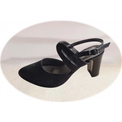 Sandały damskie ze skóry czarne obcas 7cm nr.37