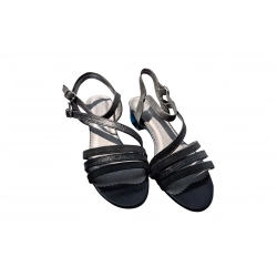 Skórzane czarne sandały obcas 3cm nr.37