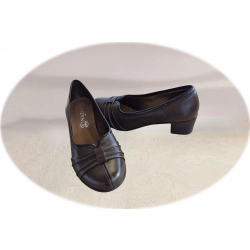 Czółenka damskie ze skóry brązowe obc.4,5 cm nr.37