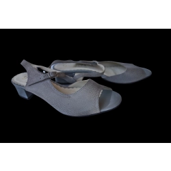 Skórzane sandały popielate obcas 4 cm nr 38