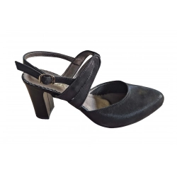 Sandały damskie ze skóry czarne obcas 7cm nr.37