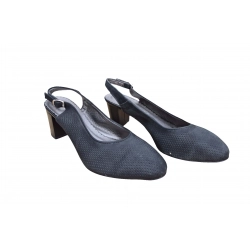 Sandały damskie ze skóry czarne obcas 5cm nr.37