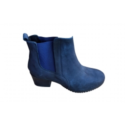 Botki granatowe skórzane ob.6cm nr.37