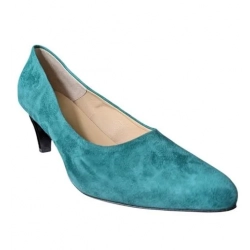 SKÓRZANE czółenko szpilki  zielone  szersze  42