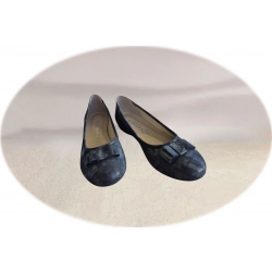 Balerinki damskie ze skóry czarne obc.2 cm nr.37