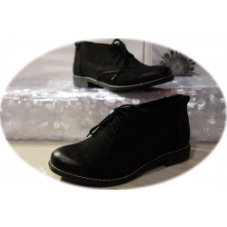 Skórzane botki Natalii czarne obcas 2 cm nr 37