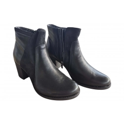 Botki damskie ze skóry czarne obc.7,5cm nr.41