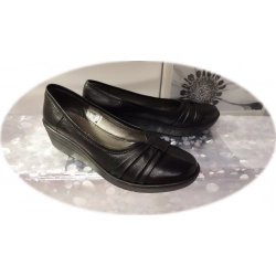 Mokasyny damskie czarne koturn 4cm nr.41
