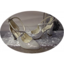 Sandały damskie srebrne obcas 7,5 cm 37